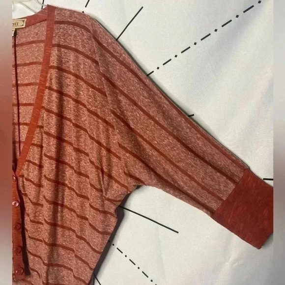Decree Red Striped Dolman Boho Lightweight Cardigan Top - Picture 4 of 7